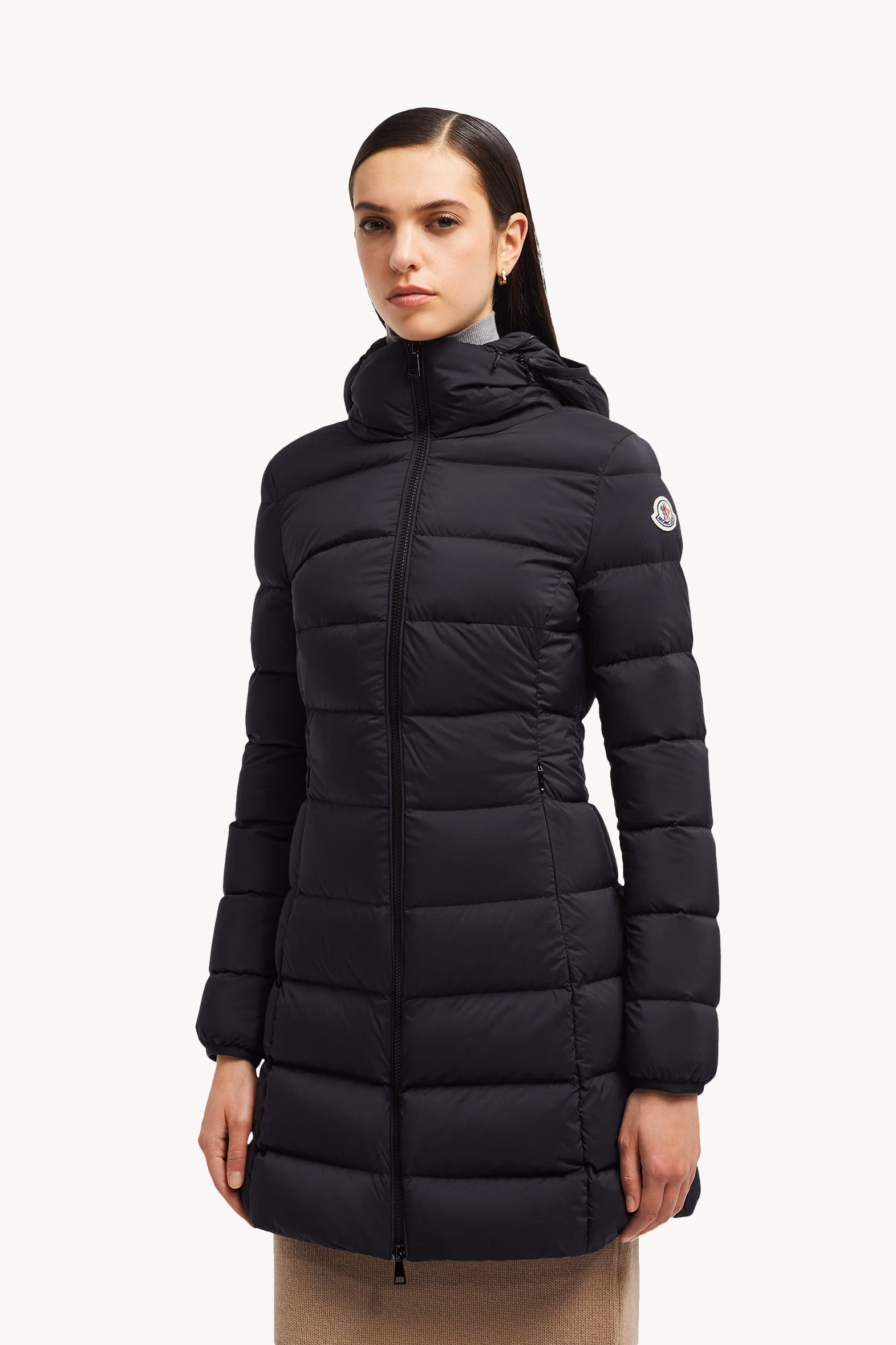 Gie Hooded Long Down Jacket Women Black Moncler 3